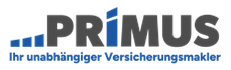 Primus Finanzdienst GmbH – Logo in Blau mit Gold-Akzent und Claim ‚Unabhängige Finanzberatung‘